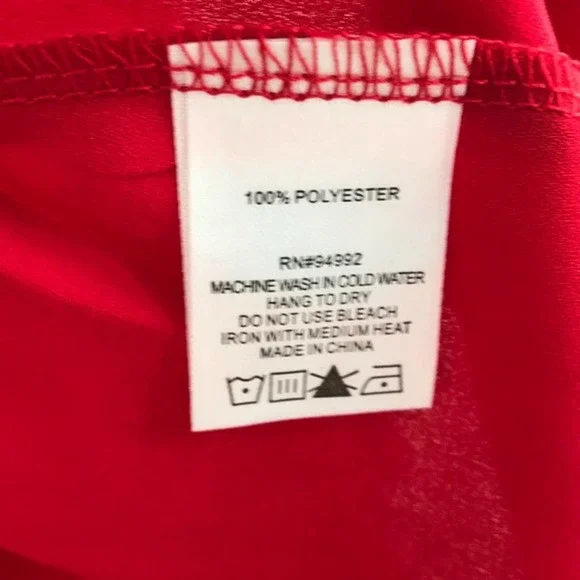 Patrizia Luca Ruffle Sleeve 3/4 Top Red Size Small - Picture 6 of 7